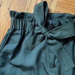 Olive green paper bag pants XS